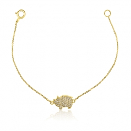 Gold Diamond Baby Bracelet - Animal Charm