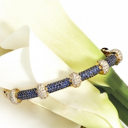 Sapphire Bangle Bracelet, alternating with Diamonds