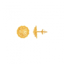 22k Yellow Gold Stud Patterned Earrings