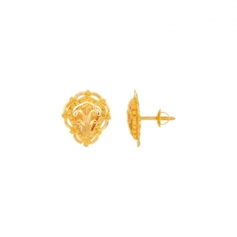 22k Yellow Gold Stud Pattern Trim Earrings