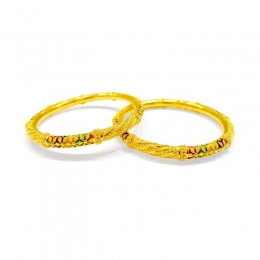 22K Yellow Gold Bangles with enamel