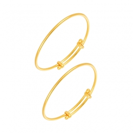 Simple Adjustable Baby Bangles in 22K Gold - set of 2