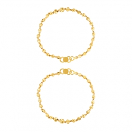 22K Yellow Gold Beaded Baby Bracelet Set of 2