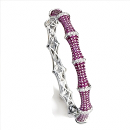 Ruby Bangle Bracelet with Diamond highlights