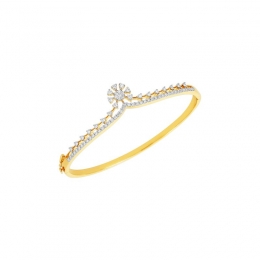 18K White and Yellow Gold and Diamond Bangle Bracelet