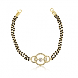 18K Gold Diamond Bracelet with black beads