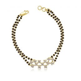 18K Gold Diamond Bracelet with black beads