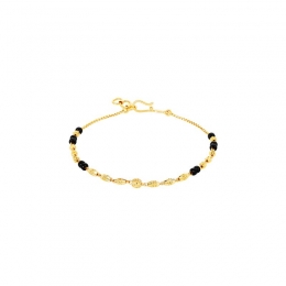 22K Yellow Gold and Black Beaded Chain Bracelet