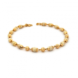 22K Yellow Gold Bracelet with White Beads - 7.25 inches