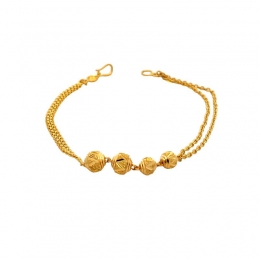 Elegant Triple Sphere Gold Bracelet - Delicate Chain Link Wrist Adornment