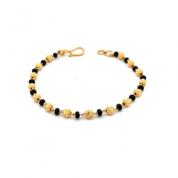 Elegant Gold, Black beads Bracelet - 7.25 inches
