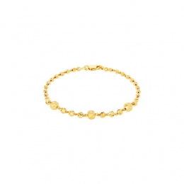 22K Yellow Gold Beaded Ball Chain Bracelet
