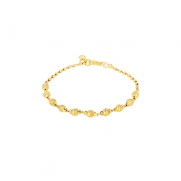 22K Yellow Gold Beaded Ball Chain Bracelet