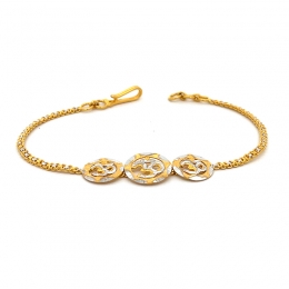 22K two tone Gold Bracelet with OM - 7.25 inches