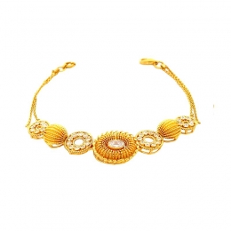 Floral Bracelet in 22K Gold and CZ