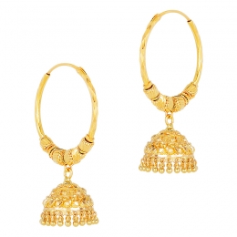 22K Yellow Gold Jhumka Hoop Earrings