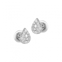 18K White Gold Diamond Teardrop Stud Earrings