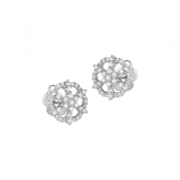 18K White Gold Diamond Pinwheel Stud Earrings