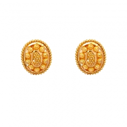 Elegant 22K Gold Stud Earrings - Oval