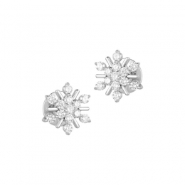 18K White Gold Diamond Snowflake shaped Stud Earrings