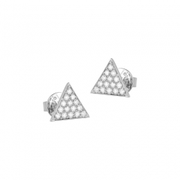 18K White Gold Diamond Pave Triangle Earrings