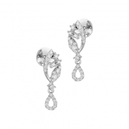 18K White Gold Diamond Deco Drop Earrings