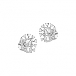 18K White Gold Diamond Curve Encrusted Stud Earrings