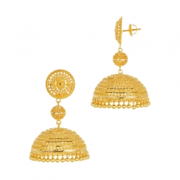 22k Yellow Gold Beaded Drop Jhumka Earrings