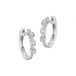 18K White Gold Diamond Pave Huggies Earrings