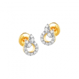 18K Two tone Gold Diamond Dainty Stud Earrings
