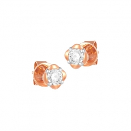 18K Rose Gold & Diamond Rhombus Simple Stud Earrings