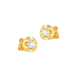 18K Yellow Gold Diamond Simple Stud Earrings