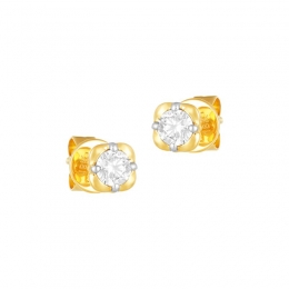 18K Yellow Gold Diamond Simple Cushion Stud Earrings