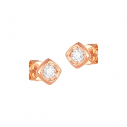 18K Rose Gold Diamond Simple Rhombus Stud Earrings