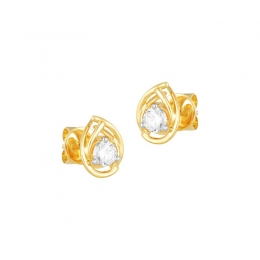 18K Yellow Gold Diamond Teardrop Stud Earrings