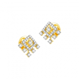 18K Yellow Gold Diamond Patterned Stud Earrings