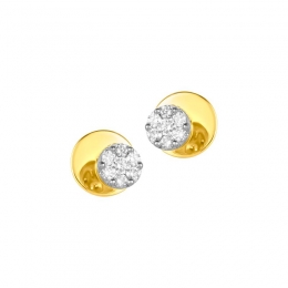 18K Two tone Gold Diamond Simple Stud Earrings