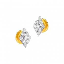 18K Two tone Gold Diamond Rhombus Stud Earrings