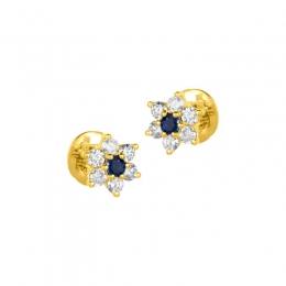 18K Two tone Gold Diamond Star Stud Earrings