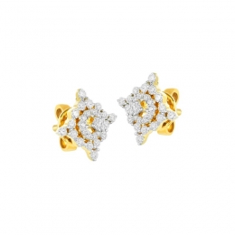 18K White Gold Diamond Star Twinkle Stud Earrings