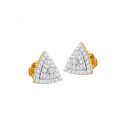18K Two tone Gold Diamond Triangular Pave Stud Earrings