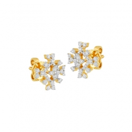 18K Two tone Gold Diamond Snowflake Stud Earrings