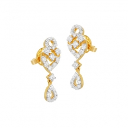18K Two tone Gold Diamond Drop Earrings