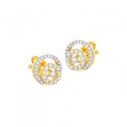 18K Two tone Diamond Spiral Stud Earrings