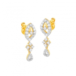18K Two tone Gold Diamond Drop Earrings