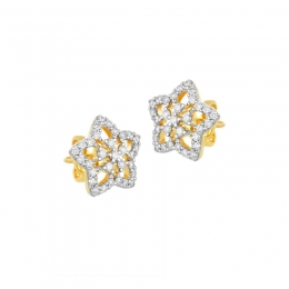 18K White Gold Diamond Star Stud Earrings