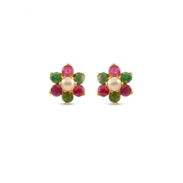 Floral 22K Yellow Gold Earrings