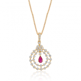 Contemporary Royalty Gemstone studded Diamond Pendant Set
