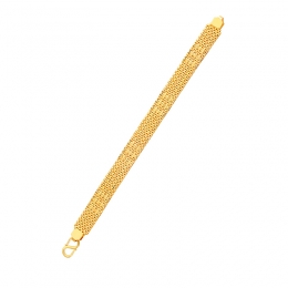22K Yellow Gold Textured Link Chain Bracelet