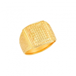 22k Yellow Gold Cross-Hatched Signet Ring